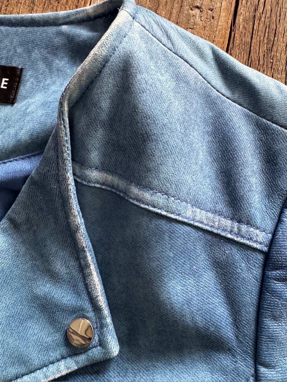 LAMARQUE KIRSI BLUE LEATHER CROPPED JACKET - Picture 12 of 12